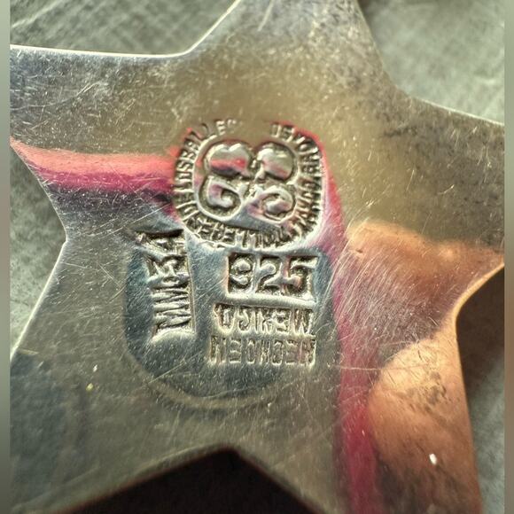 925 Sterling Silver Hencho Mexico Star Pendant for Necklace - Picture 3 of 9